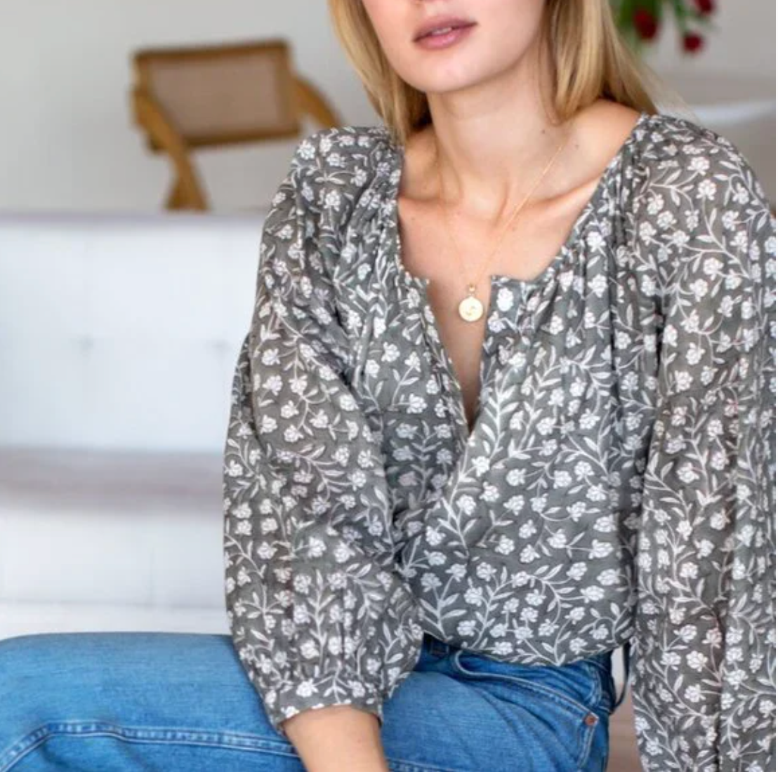 Emerson Fry India Frances Blouse in Soft Garden Green