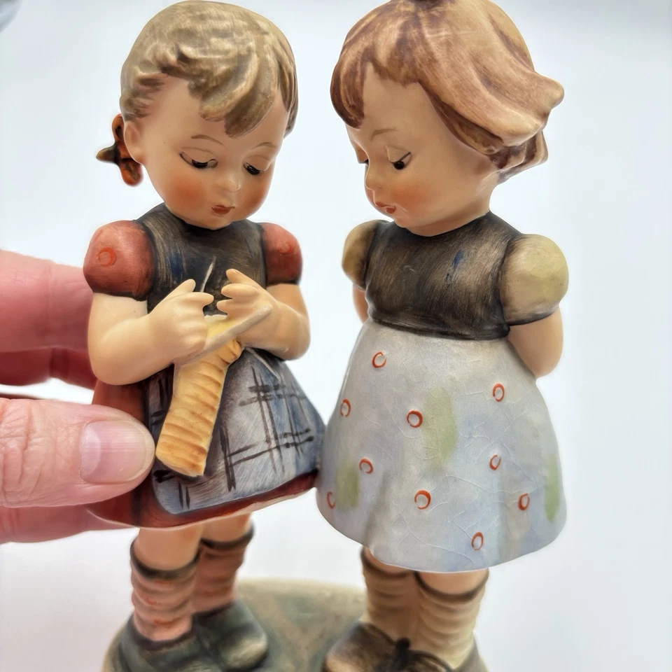 Vintage Hummel Knitting Lesson Girls Figurine #256 West Germany 7 1/2” Tall - Image 3 of 4