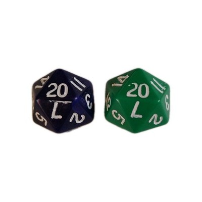 Strat-o-matic Baseball Replacement Dice 20 Sided Dk Purple/Green Lot Of 2
