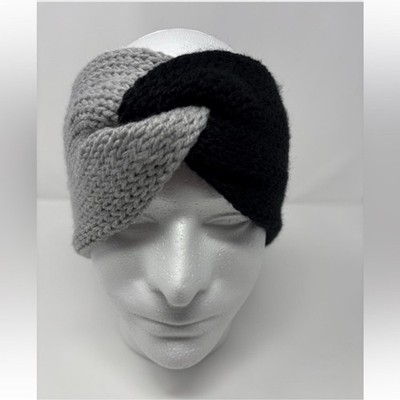 Gray/Black Knit Ear Warmer 