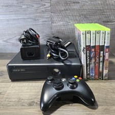 Microsoft Xbox 360 S 250GB Black Console 1439 w/ Controller 6 Games Tested Works