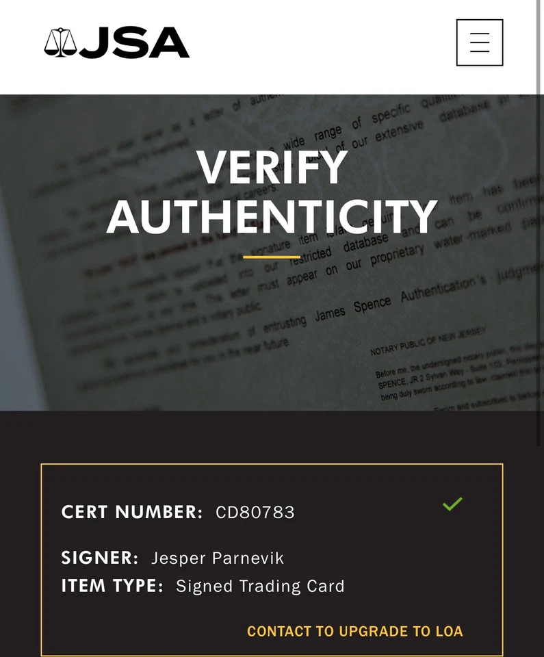 Tarjeta firmada por Jesper Parnevik UD Upper Deck certificado de autenticidad JSA IP autografiada a Foto 3 de 3