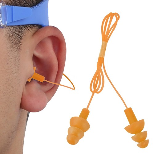 Orange Wasserdicht Silikon Schnurrbart Lärmschutz Schwimmen Ohrstöpsel Ohren CU - Bild 6 von 9