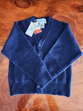 Snowflakes 100 Lambswool Cardigan Sweater Button Up Pockets Blue Knit NWT Sz 6