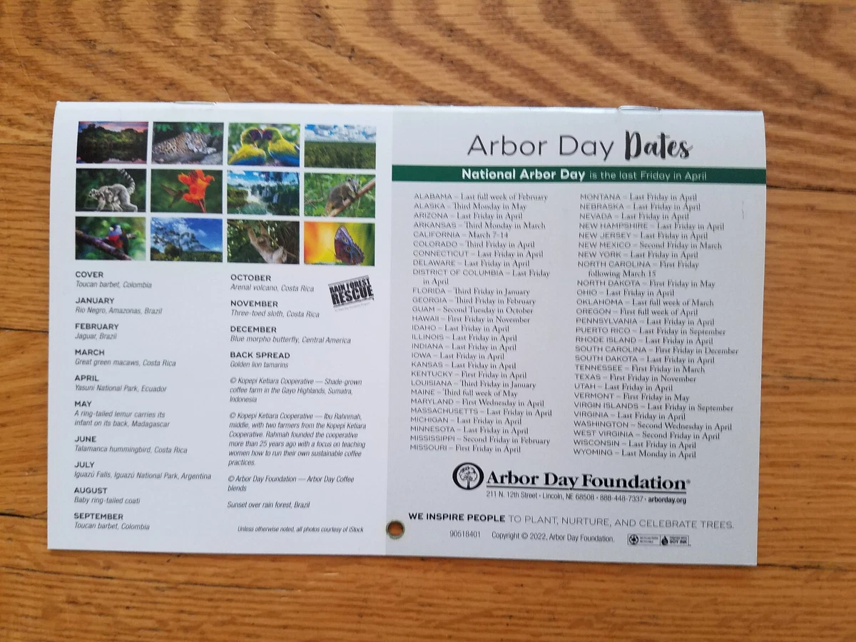 Arbor Day 2023 Rain Forest Rescue Calendar Brand New! Free Shipping! | eBay