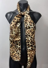 Fashion Accessory Multifunction Scarf Head Wrap Tie Satin Animal Print Brw Blk 