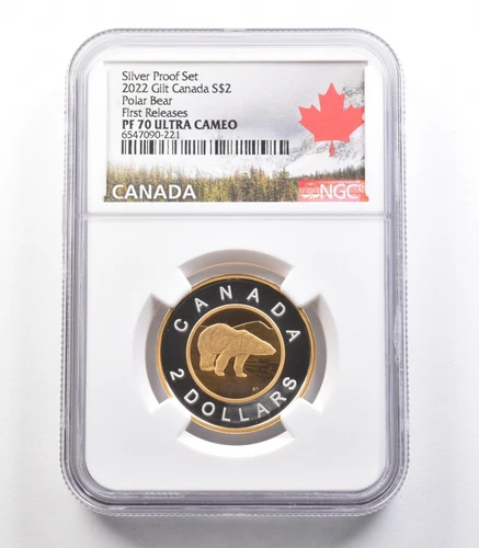 2022 Canada $2 Silver Gilt Polar Bear Silver Proof Set FR PF70 NGC *2499