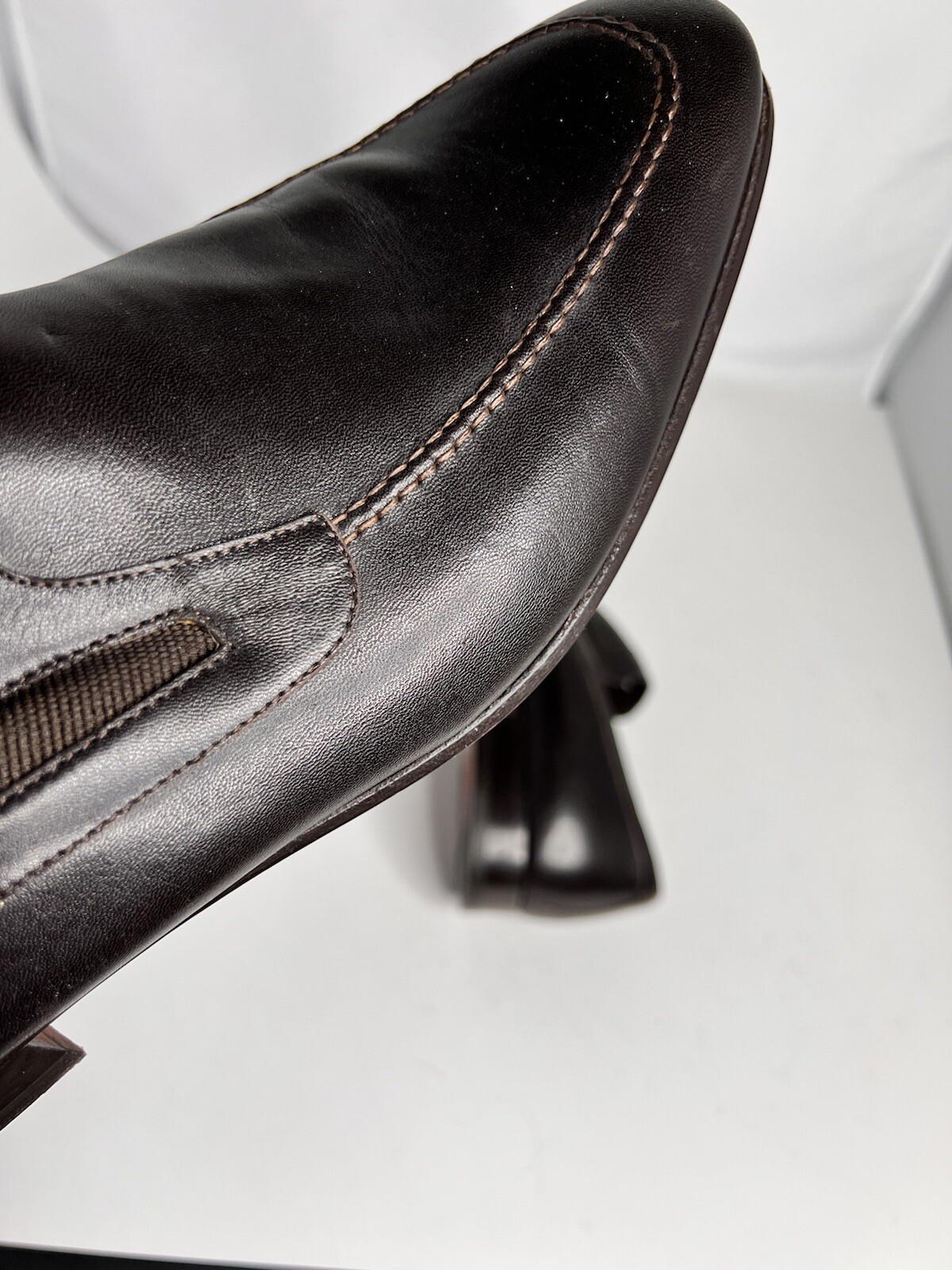 Size 9 A Testoni Basic Brown Leather Slip On Loaf… - image 7