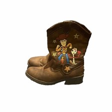Disney Toy Story Woody 4 Forky Brown Zip Cowboy Boots Youth Size 12 UEC