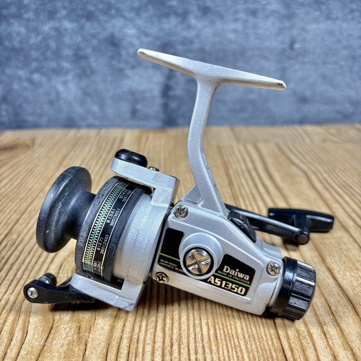 Vtg Daiwa AS1350 Rear Drag Fishing Spinning Reel Medium Light