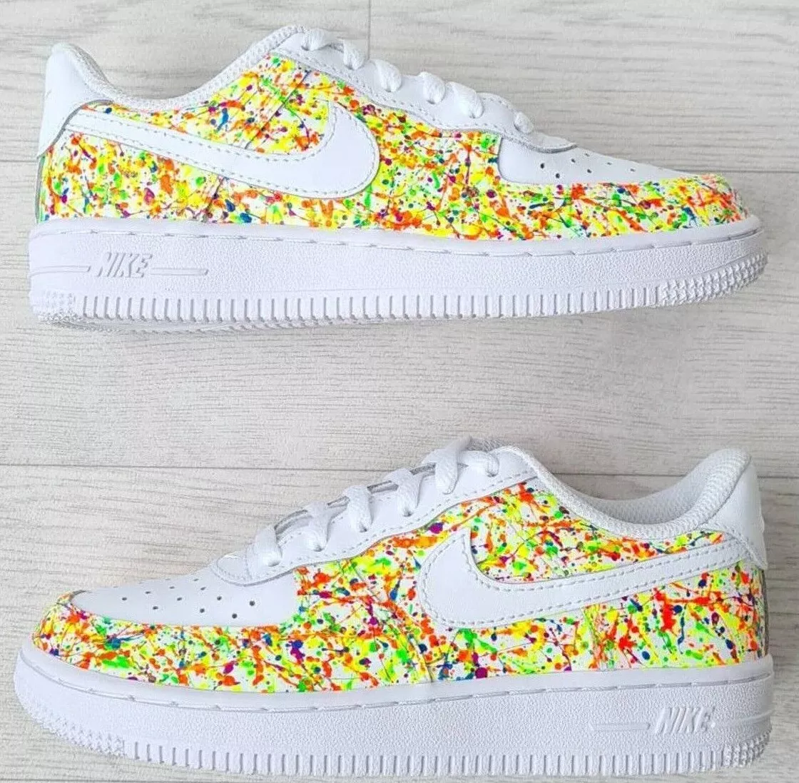 Air Force 1 Custom Neon Splatter Orange Laces Green Yellow Men