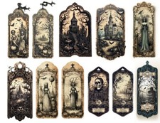 11 Vintage Scary Tags Embellishments Junk Journal Scrapbook USA