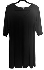 Eileen Fisher Women’s Black Shift Mini Dress Half Sleeve Rayon Size Medium