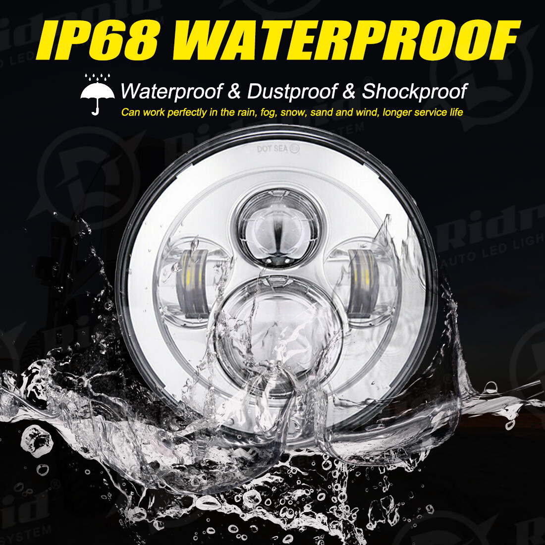 7" Inch LED Headlight Projector High/Low Chrome For Harley-Davidson Street Glide