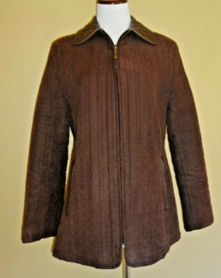 Vintage Dana Buchman Brown Quilted Front Zip Jacket with