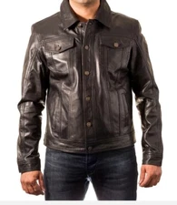 Men's Genuine 100% Lambskin Leather Jacket Biker Motorcycle Slim Fit