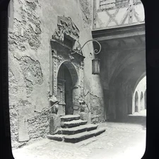 Rothenburg Rath-Haus Old Doorway Antique Magic Lantern Glass Slide Photo