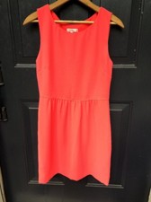 J Crew Sleeveless Polyester Dress Coral Sz 4 Fully Lined Gathered Skirt VGUC
