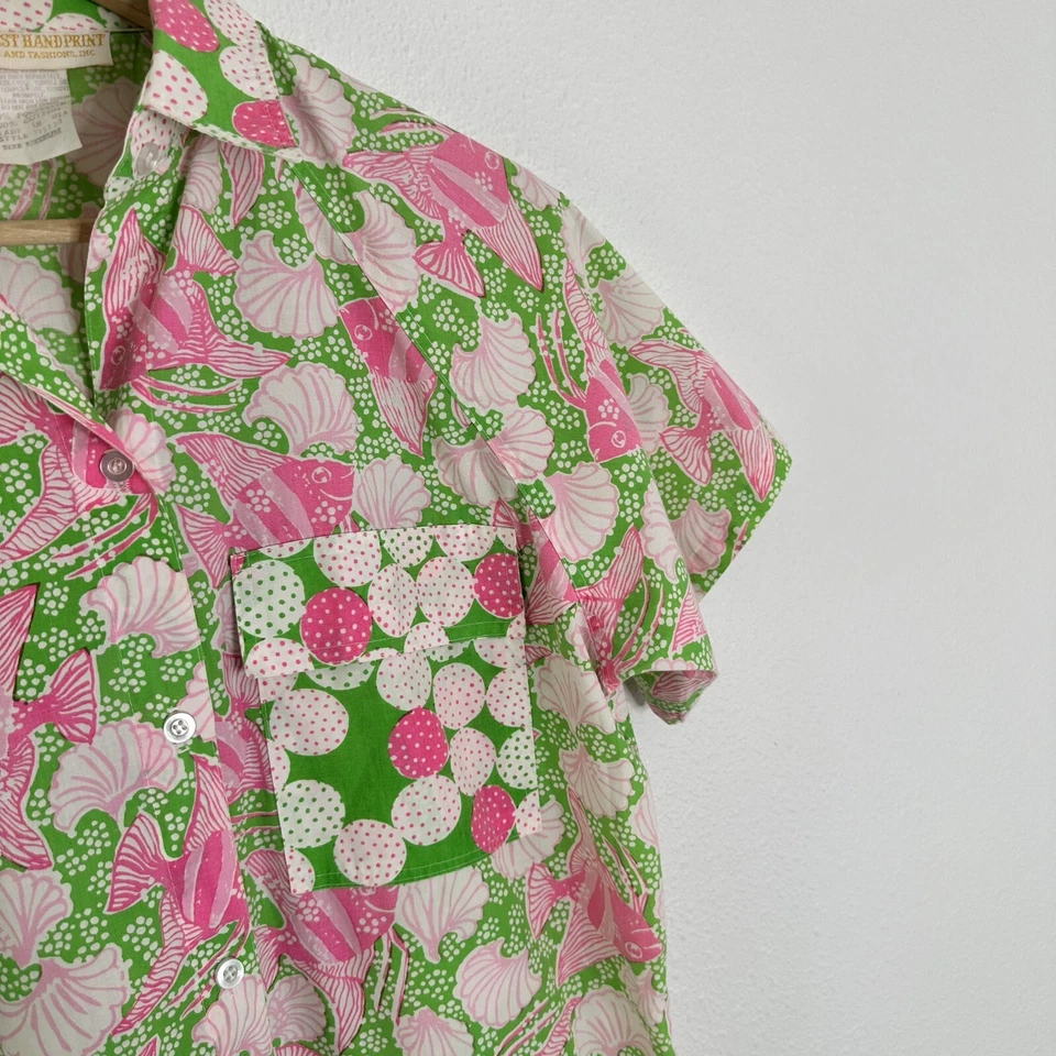 Винтажная женская рубашка с коротким рукавом Key West Hand Print Fashions Lilly Pulitzer M - Изображение 4 из 4