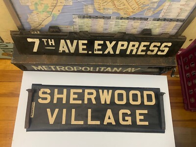 NY NYC BUS ROLL SIGN 1972 TRIBORO COACH SHERWOOD VILLAGE QUEENS VINTAGE VELLUM