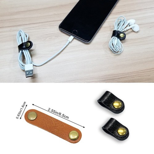 10 pcs USB cable Leather Cord Organizer - 第 2/12 張圖片