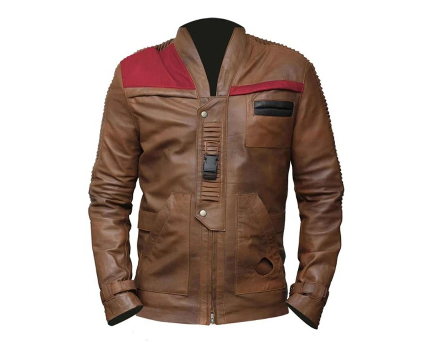 Finn Star Wars Jacket The Force Awakens John Boyega Brown Leather Costume Coat
