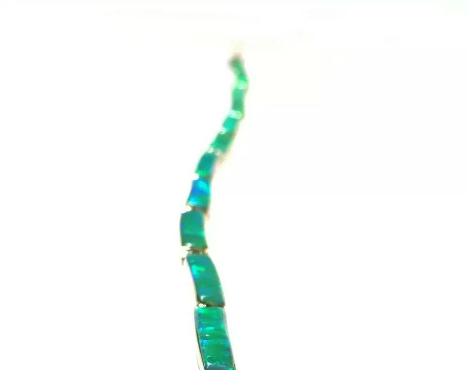 Pulsera tenis ópalo de fuego verde claro cadena plata esterlina joyería Foto 4 de 4