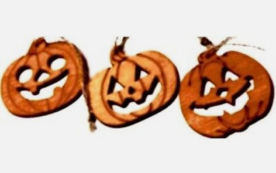Set of 3 Different Heaven Sends Halloween Wooden Hanging Pumpkin Decorations