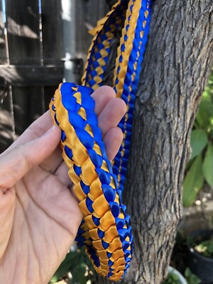 Royal Blue Ribbon In Graduation Royal Blue & Gold Satin Double Ribbon Graduation Lei (Custom orders ...