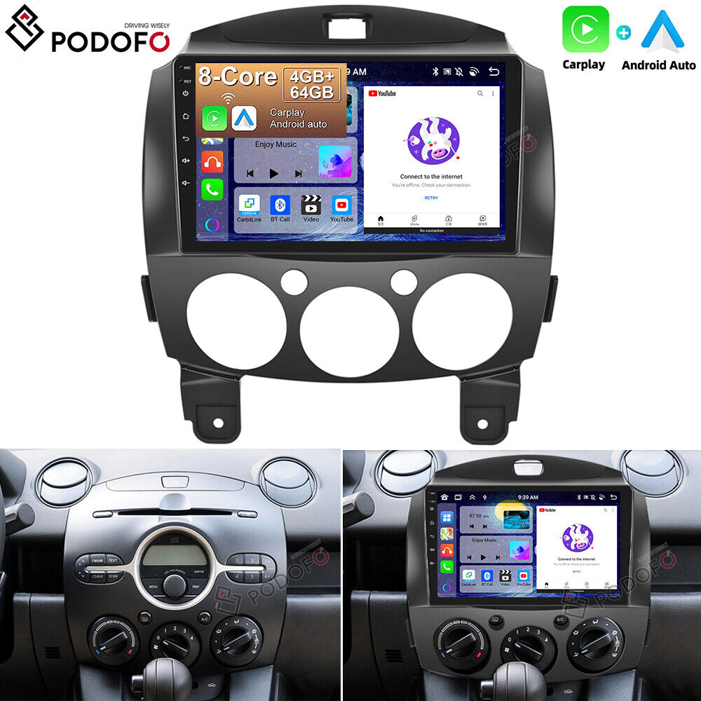 For Mazda 2 2007-2014 Carplay Android 13.0 Car Stereo Radio GPS Head Unit 4+64GB