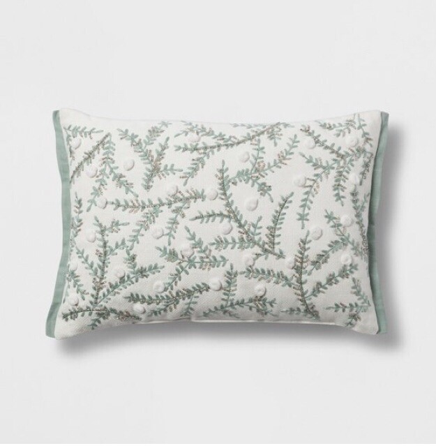 Botanical Lumbar Throw Pillow Cream/mint 13x18 Threshold