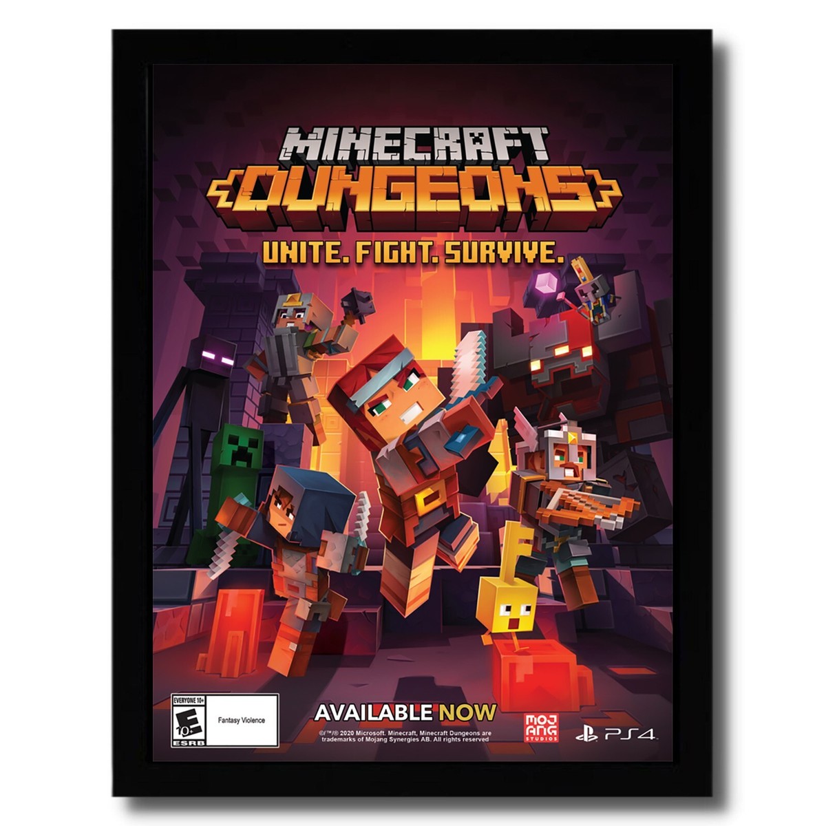 PS4 マインクラフト　非売品ゲームポスター 2020 Minecraft Dungeons Framed Print Ad/Poster PS4 Xbox Switch