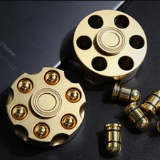 Brass Revolver Bullets Finger Spinner Spinning Top Fidget Pocket EDC Toy Gift