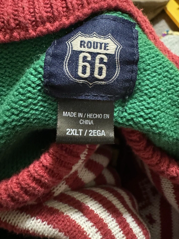 Suéter Route 66 The Sweet Life Verde Rojo Feo Navidad Para Hombre 2xl Foto 2 de 2