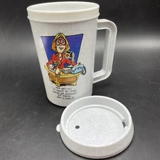 Women Vs Men Get Things Done - Travel Mug Cup w Lid 16oz Betras USA Vtg Humor