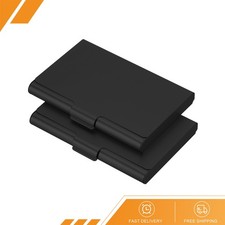 2 x Business Card Holder Aluminum Metal Case Professional Pocket Black