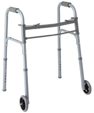 Medline Lightweight Junior/Lower Height Folding Walker with 5” Wheels