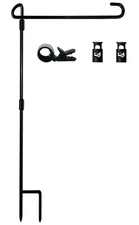 Garden Flag Stand-Holder-Pole with Flag Stopper and Clip Waterproof Powder