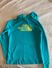 North Face Womens Hoodie Teal w/ Lime Green Lettering/Lining Size Medium