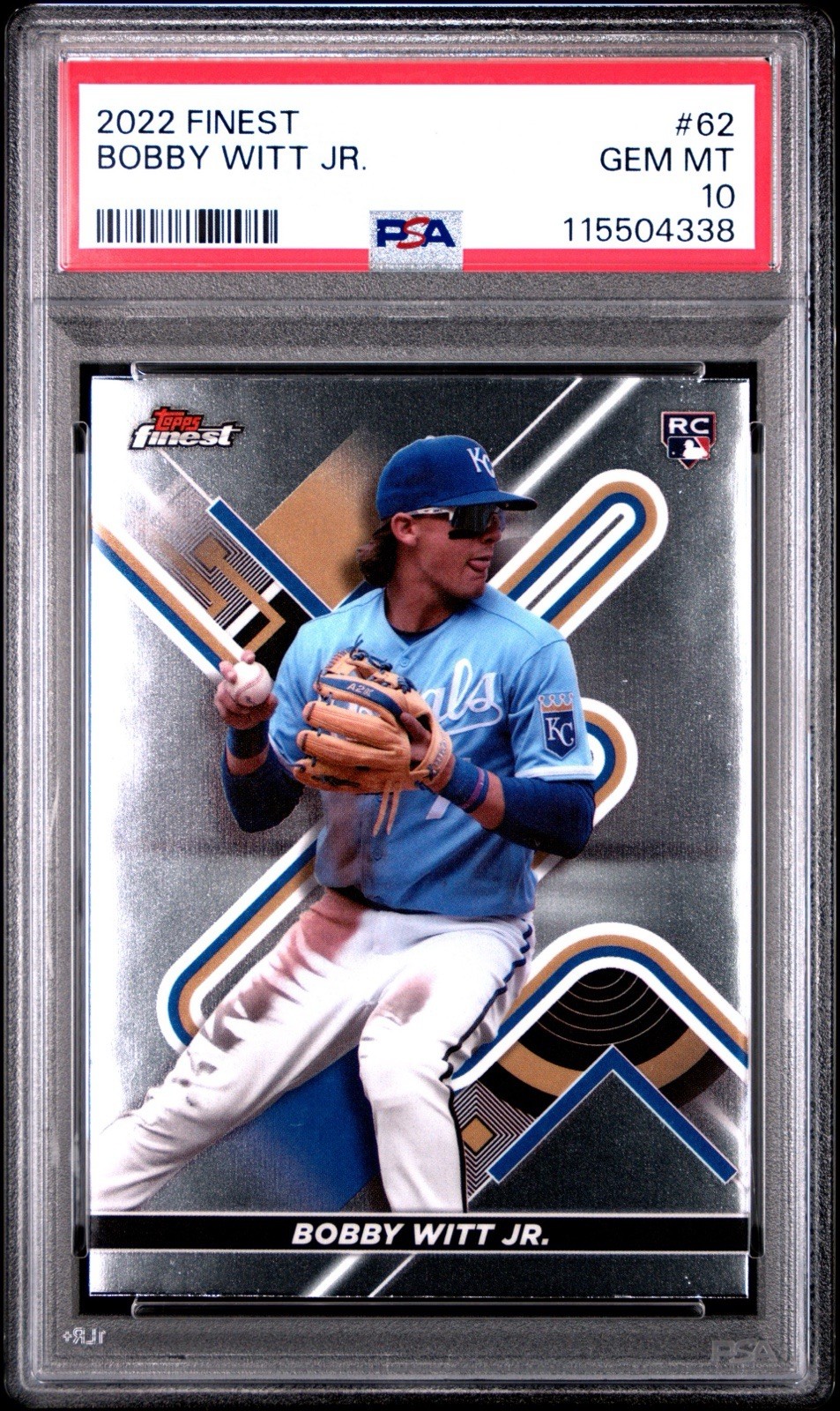 2022 Topps Finest Bobby Witt Jr. #62 Rookie Kansas City Royals PSA 10