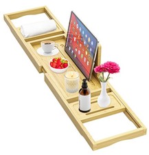 Expandable Bamboo Bathtub Tray - Adjustable Bath Table for Most Tubs, Premium Qu