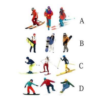 3Pcs HO Scale Miniature Model Skiing Figures Tiny People Scenes Layout Scenery
