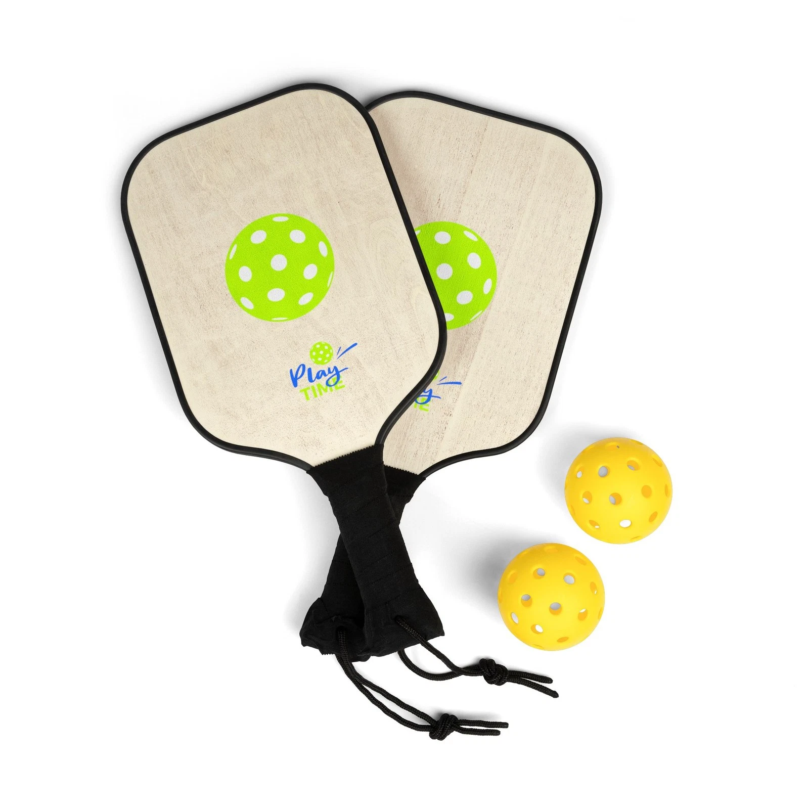 Neon Dotted Pickle Ball Pickleball Paddle Kit | Paddle and Balls