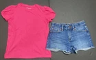 Girl's Crewcuts Outfit Size 8 - Bright Pink Top w/Jean Shorts EUC