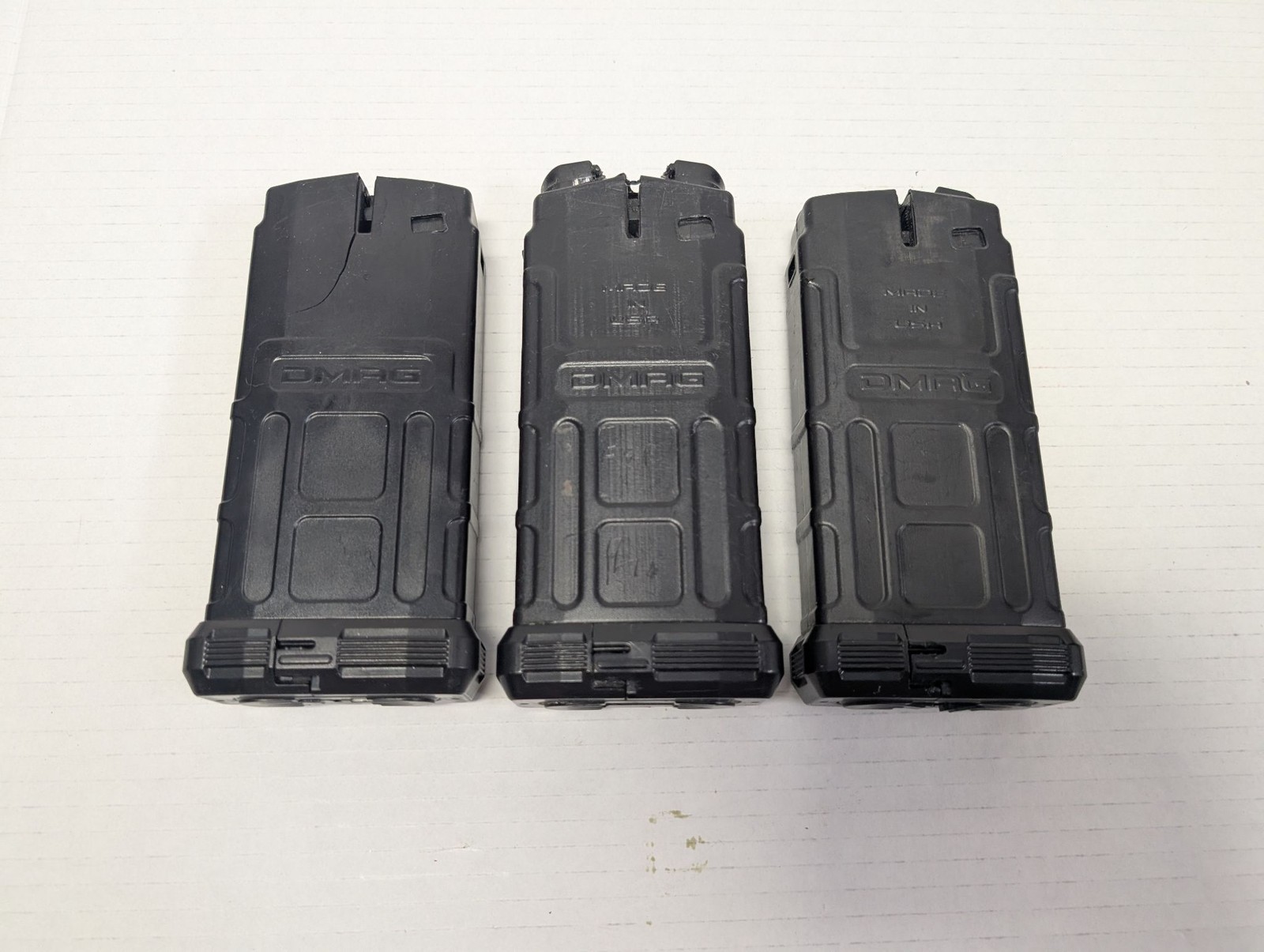 DMAG Paintball Magazines Lot of 3  Black, one Damaged For Parts