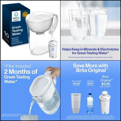 Brita Standard Everyday Water Filter Pitcher - 10 Cup, White Large Capacity.