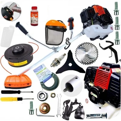 BAVARIA GARDEN Motorsense Rasentrimmer Benzin 49m3 Sense Freischneider 6 PS viel Zubehör Set