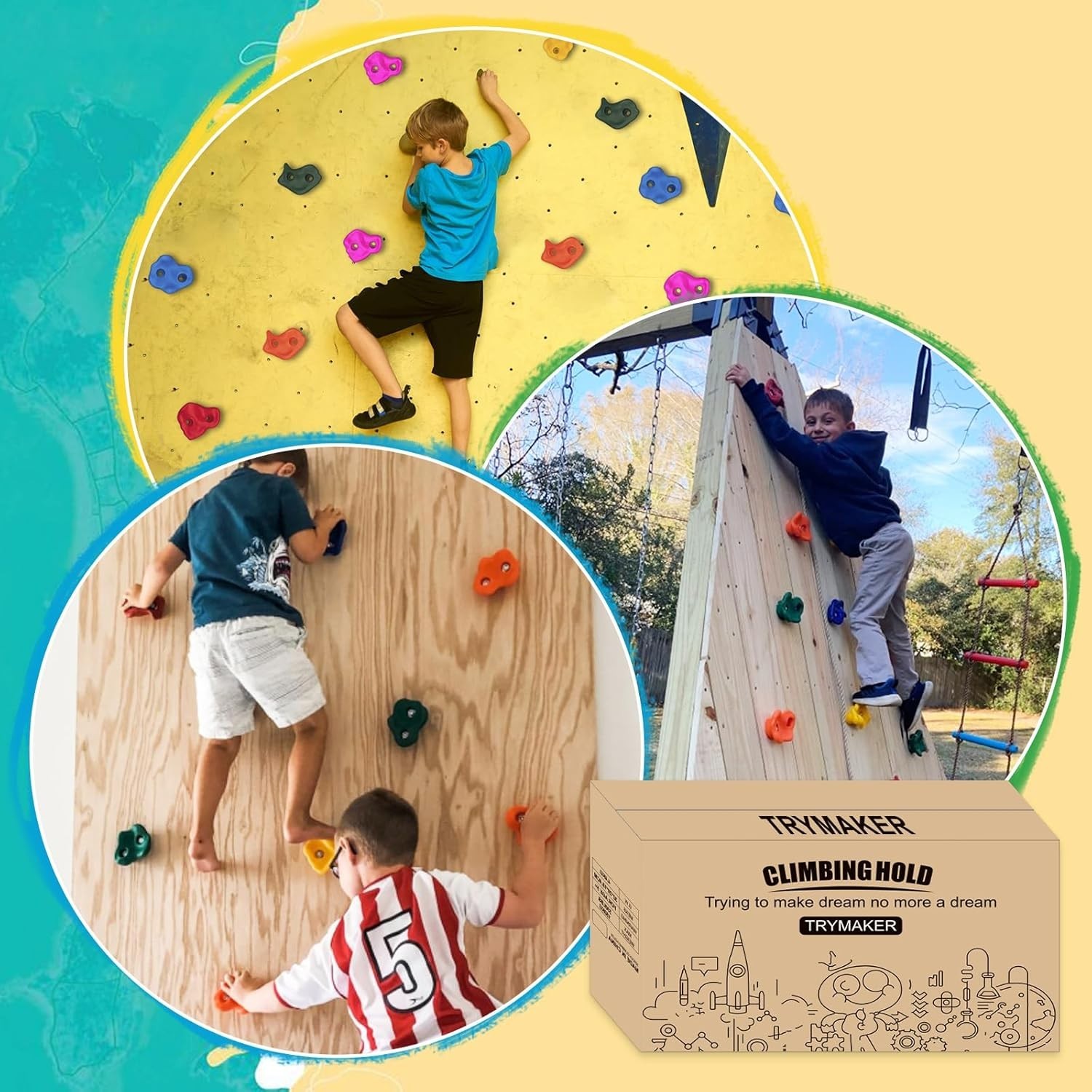 Rock Climbing Holds Climbing Wall Set for Kids or Adults Indoor Outdoor 30 Pcs