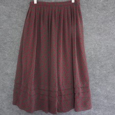 Vintage Albert Nipon Collectibles Burgundy Green Blue Paisley Pleated Midi Skirt