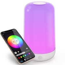 Touch Table Lamp Works with App, Dimmable Small RGB Bedside Bed Lamp for Bedr...